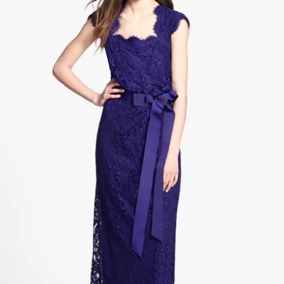TADASHI SHOJI ROYAL PURPLE LACE SPECIAL OCCASION GOWN DRESS - Picture 16 of 16